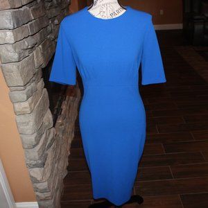 Calvin Klein Blue Waist Pleated Sheath Dress
